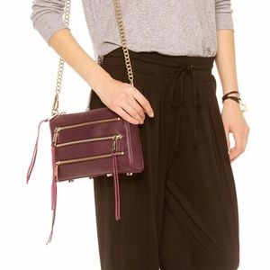 Rebecca Minkoff 5 Zip Rocker Burgundy Leather Crossbody